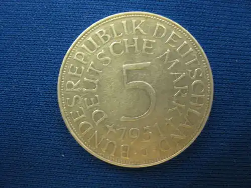 5 DM Kursmünze 1951 J