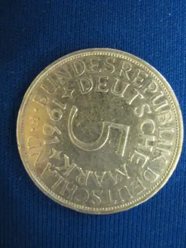 5 DM Kursmünze Silbermünze 1961 F VZ