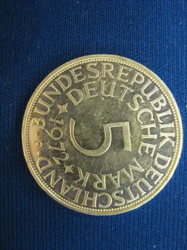 5 DM Kursmünze Silbermünze 1972 F stg