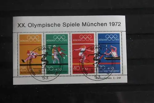 Deutschland, 1972, Olympische Spiele München, MiNr. Block 8; seltener Sonderstempel: Bonn-Diskus