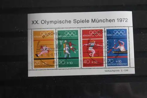 Deutschland, 1972, Olympische Spiele München, MiNr. Block 8; seltener Sonderstempel: München-Olympia Pressezentrum