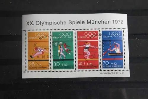 Deutschland, 1972, Olympische Spiele München, MiNr. Block 8; seltener Sonderstempel: München-Olympisches Dorf