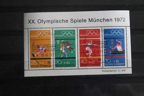 Deutschland, 1972, Olympische Spiele München, MiNr. Block 8; seltener Sonderstempel: München-Olympia Zentrum ARD-ZDF