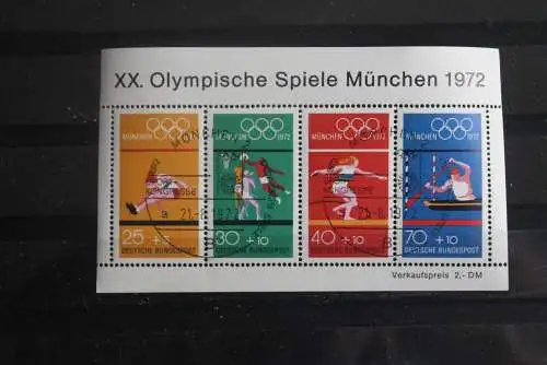 Deutschland, 1972, Olympische Spiele München, MiNr. Block 8; seltener Sonderstempel: München-Sport-Kongresse