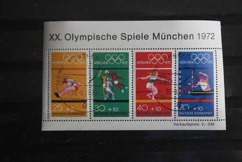 Deutschland, 1972, Olympische Spiele München, MiNr. Block 8; seltener Sonderstempel: München-Bogen-Schiessen