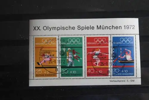 Deutschland, 1972, Olympische Spiele München, MiNr. Block 8; seltener Sonderstempel: München-Olympia Fackellauf