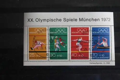 Deutschland, 1972, Olympische Spiele München, MiNr. Block 8; seltener Sonderstempel: München-Eröffnungsfeier