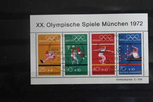 Deutschland, 1972, Olympische Spiele München, MiNr. Block 8; Sonderstempel, seltener Sonderstempel: Augsburg-Fackellauf