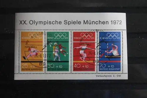 Deutschland, 1972, Olympische Spiele München, MiNr. Block 8; Sonderstempel, seltener Sonderstempel: Augsburg-Handball