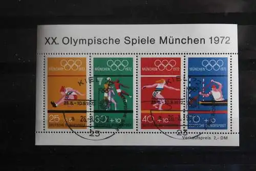 Deutschland, 1972, Olympische Spiele München, MiNr. Block 8; Sonderstempel, seltener Sonderstempel: Kiel - 28.8.-10.9.72