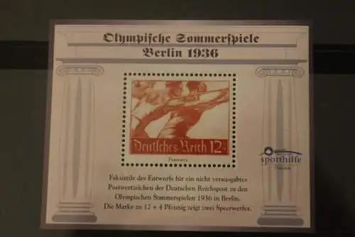 Vignette: Olympische Sommerspiele Berlin 1936; Olympiade 1936; Speerwerfer; lesen