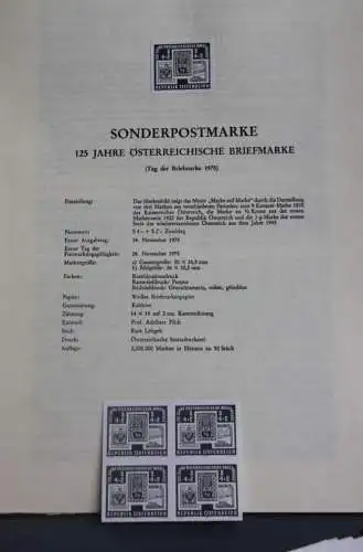 Schwarzdruck auf Schwarzdruckblatt Österreich 1975: Tag der Briefmarke 1975; 125 Jahre Österreichische Briefmarke