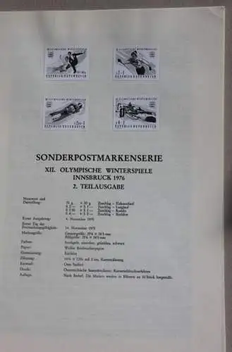 Schwarzdruck auf Schwarzdruckblatt Österreich 1975: XII. Olympische Winterspiele Innsbruck 1976; 2. Teilausgabe