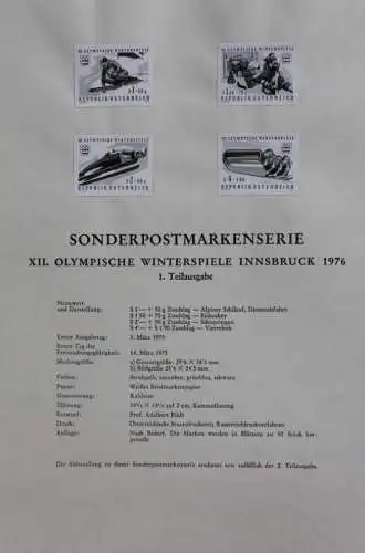 Schwarzdruck auf Schwarzdruckblatt Österreich 1975:Olympische Winterspiele Innsbruck 1976; 1. Teilausgabe