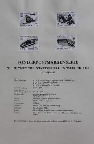 Schwarzdruck auf Schwarzdruckblatt Österreich 1975:Olympische Winterspiele Innsbruck 1976; 1. Teilausgabe