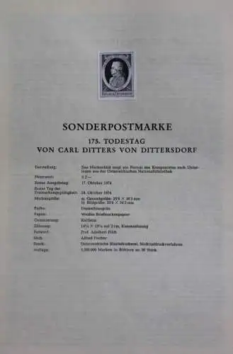 Schwarzdruck auf Schwarzdruckblatt Österreich 1974: Carl Ditters von Dittersdorf, Komponist