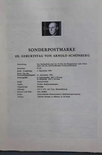 Schwarzdruck auf Schwarzdruckblatt Österreich 1974: Arnold Schönberg, Komponist