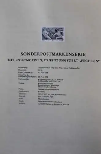 Schwarzdruck auf Schwarzdruckblatt Österreich 1974: Sportmotive Fechten