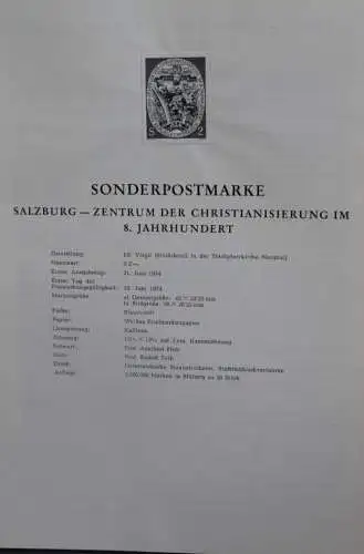 Schwarzdruck auf Schwarzdruckblatt Österreich 1974: Salzburg im 8. Jahrhundert-Zentrum der Christianisierung