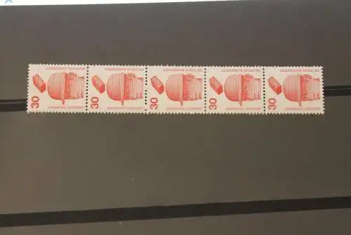 Deutschland 1972; Unfallverhütung 30 Pf. 5er-Streifen, 698 A Ra; schwarze ZN 040, MNH