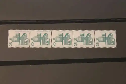 Deutschland 1972; Unfallverhütung 25 Pf. 5er-Streifen, 697 A Ra; schwarze ZN 060, MNH