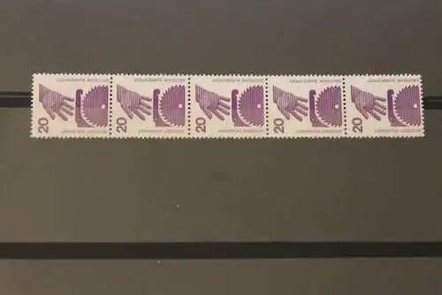 Deutschland 1972; Unfallverhütung 20 Pf. 5er-Streifen, 696 A Ra; schwarze ZN 955, MNH