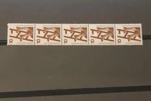 Deutschland 1972; Unfallverhütung 10 Pf. 5er-Streifen, 695 A Ra; schwarze ZN 440, MNH