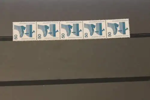 Deutschland 1973; Unfallverhütung 50 Pf. 5er-Streifen, 700 A Ra; schwarze ZN 0220, MNH