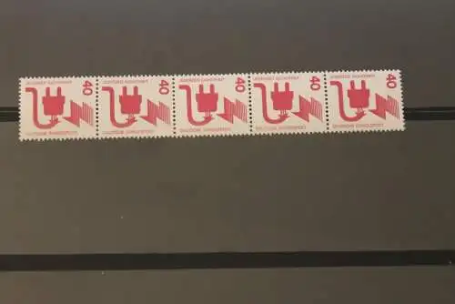 Deutschland 1972; Unfallverhütung 40 Pf. 5er-Streifen, 699 A Ra; schwarze ZN 655, MNH