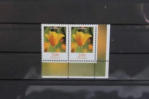 Deutschland; Freimarken: Blumen: waagerechtes Paar 200 C.; Goldmohn; MiNr. 2568, MNH