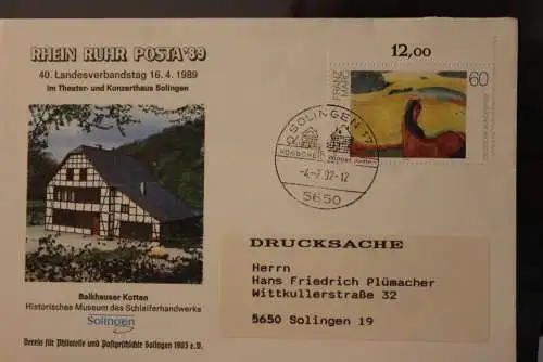 Deutschland  Rhein Ruhr Posta 1989 Solingen, Ausstellungsbrief