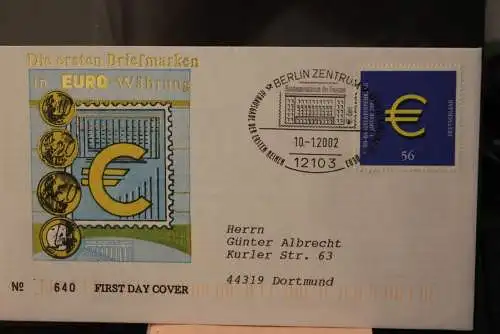 Deutschland 2002; Briefmarken in Euro-Währung FDC MiNr. 2234, befördert