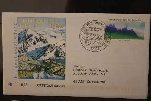 Deutschland 2002; Intern. Jahr der Berge; FDC MiNr. 2231, befördert