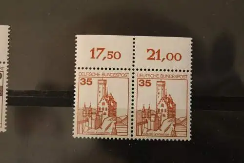 Deutschland 1982; Burgen und Schlösser; waagerechtes Paar 35 Pf., OR; MiNr. 1139 A; MNH