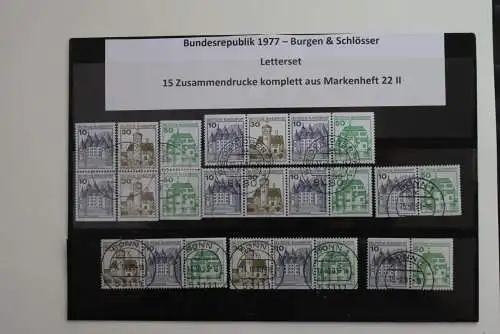 Deutschland 1990 Letterset Burgen & Schlösser, 15 Zusammendrucke aus MH 22 II, komplett; gestempelt