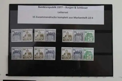 Deutschland 1990 Letterset Burgen & Schlösser, 15 Zusammendrucke aus MH 22 II, komplett; MNH