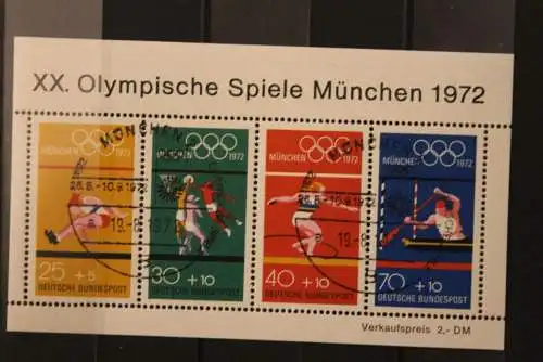 Deutschland 1972; XX. Olympische Spiele, Block 8; 26 Blocks mit 26 verschiedenen Sonderstempeln; lesen