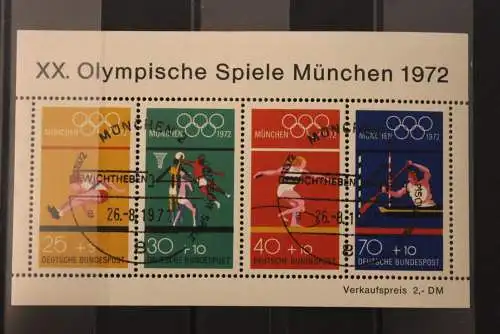 Deutschland 1972; XX. Olympische Spiele, Block 8; 26 Blocks mit 26 verschiedenen Sonderstempeln; lesen