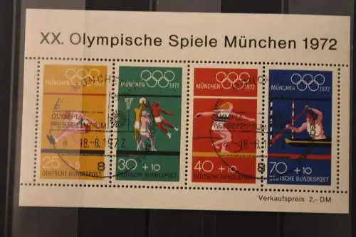 Deutschland 1972; XX. Olympische Spiele, Block 8; 26 Blocks mit 26 verschiedenen Sonderstempeln; lesen