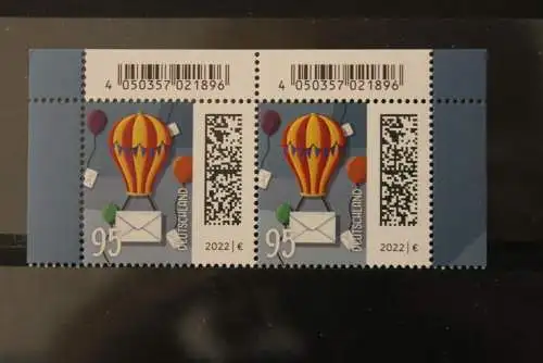 Deutschland 2022; Freimarken: Welt der Briefe waagerechtes Paar, nk; 95 Cent, OR; MNH, MiNr. 3705