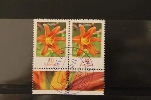 Deutschland ; Freimarken: Blumen: 30 Cent Taglilie; waagerechtes Paar; MiNr. 3509, UR; gestempelt mit Gummi