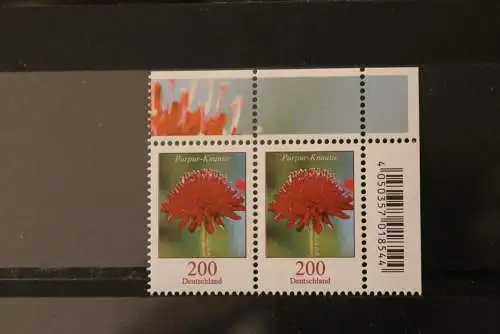 Deutschland ; Freimarken: Blumen: 200 Cent Purpur-Knautie; waagerechtes Paar; MiNr. 3556, OR; MNH