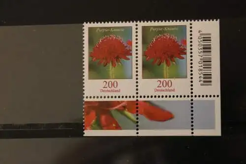 Deutschland ; Freimarken: Blumen: 200 Cent Purpur-Knautie; waagerechtes Paar; MiNr. 3556, UR; MNH