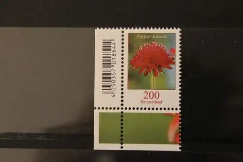 Deutschland ; Freimarken: Blumen: 200 Cent Purpur-Knautie; Eckrand; MiNr. 3556, MNH