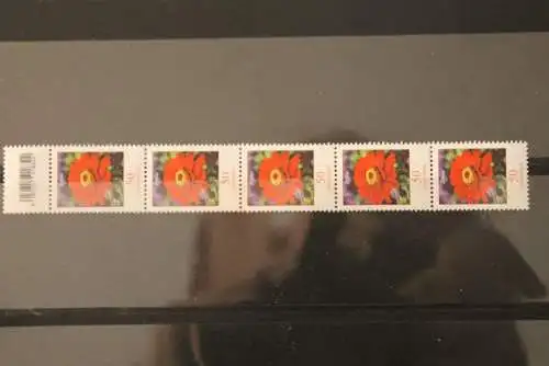 Deutschland ; Freimarken: Blumen: 50 Cent Zinnie, 5er-Streifen; ZN 20; MiNr. 3535, MNH