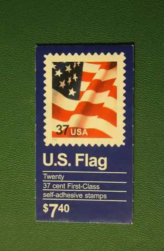 Booklet of 20 37 Cent First-Class Stamps Year 2002;  U.S. Flag