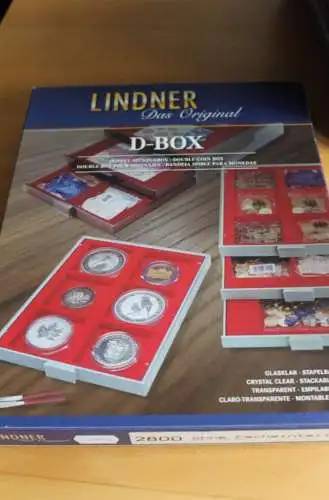 Lindner Münzbox 2800; D-Box; Doppel-Münzenbox ohne Facheinteilung; 210 x 270 mm