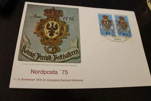 Deutschland 1975; NORDPOSTA '75 Hamburg FDC Tag der Briefmarke