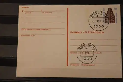 Berlin 1990; Ganzsache Sehenswürdigkeiten: Postkarte mit Antwortkarte  P 132; gebraucht