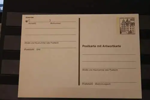 Berlin 1982; Ganzsache Burgen & Schlösser BuS: Postkarte mit Antwortkarte  P 124; ungebraucht